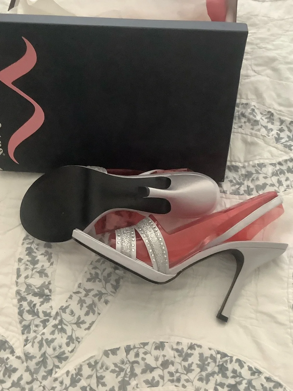 Nina Silver and Pink Open-Toe Dress Sandals